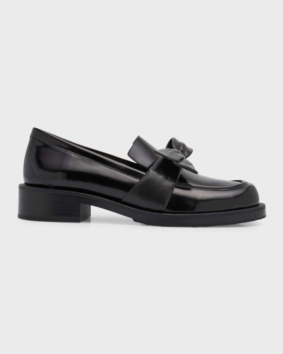 Sofia Bold Leather Bow Loafers